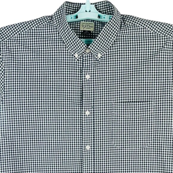 J.Crew Men Navy White Slim Stretch Gingham Button-Down Shirt Size XL Long Sleeve - Picture 3 of 10